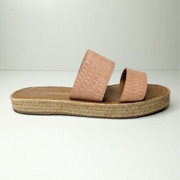 Kaanas Anthropologie Tobago Flatforn blush pink slide on sandals size 9 - Picture 2 of 7